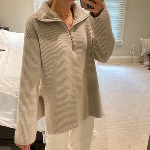 Quarter zip taupe sweater